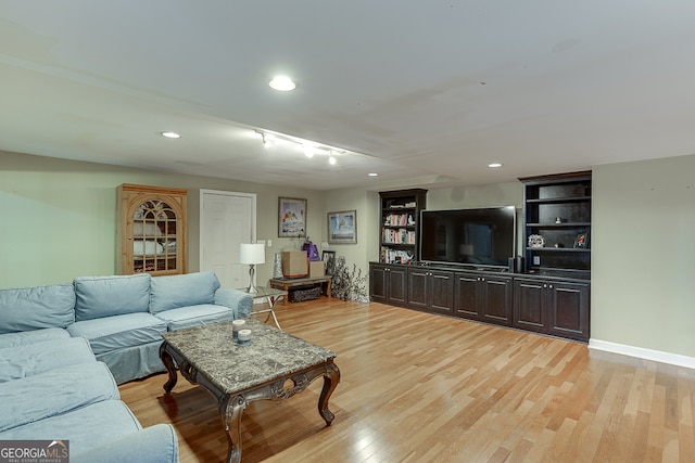 living room featuring light hardwood / wood-style floors