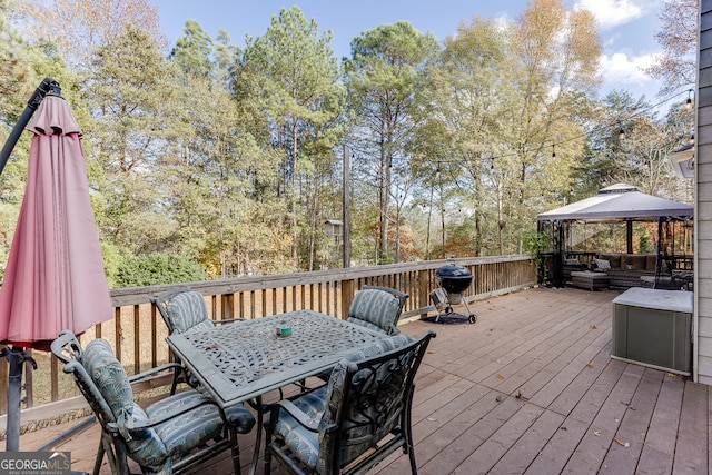 wooden terrace with a gazebo