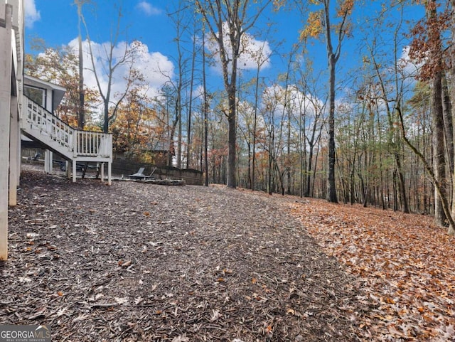 view of yard with a deck