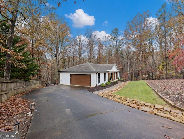 exterior space with a garage