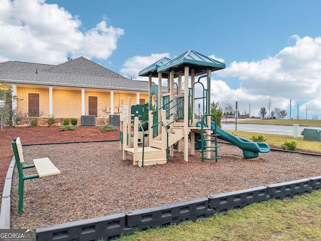 view of jungle gym featuring cooling unit