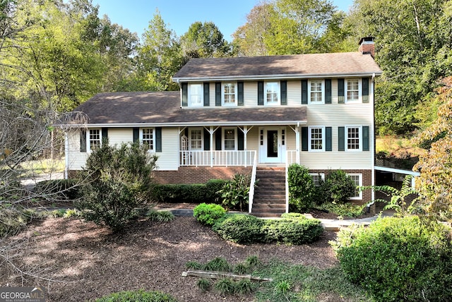 colonial home with covered porch