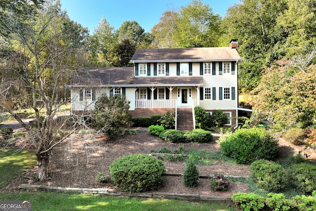 colonial house with covered porch