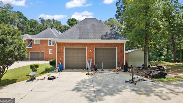 exterior space with a garage