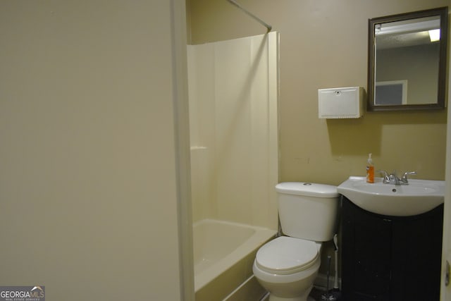 full bathroom featuring vanity, toilet, and shower / bathtub combination