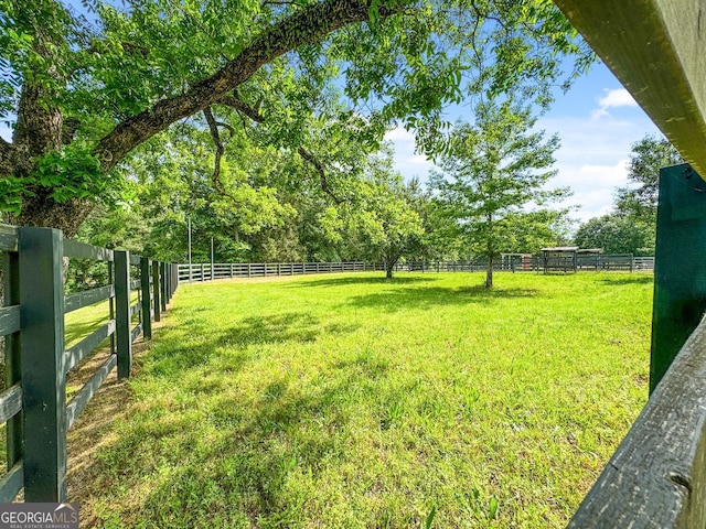 view of yard with a rural view