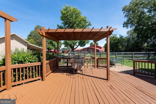 wooden deck with a pergola