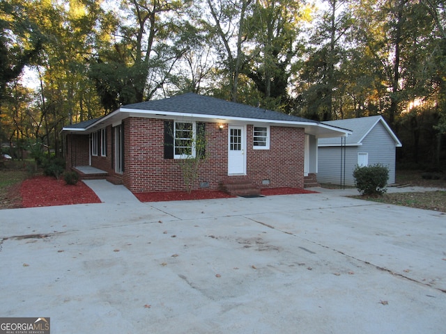 view of single story home