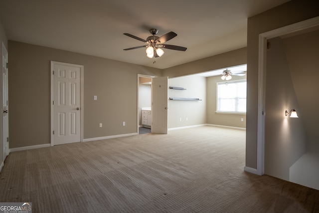 interior space featuring ceiling fan