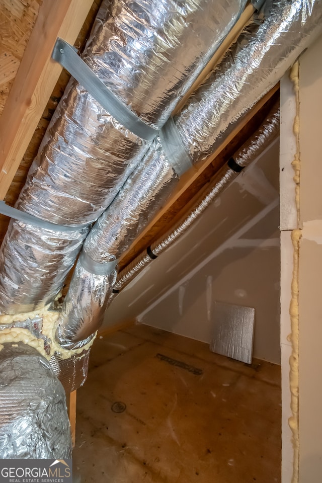 view of unfinished attic