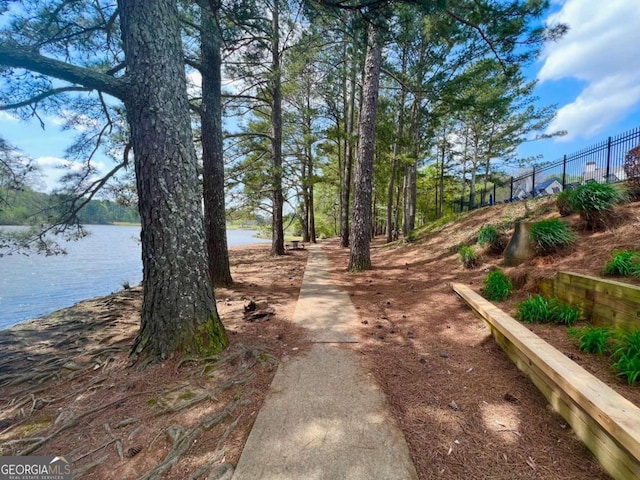 view of street featuring a water view