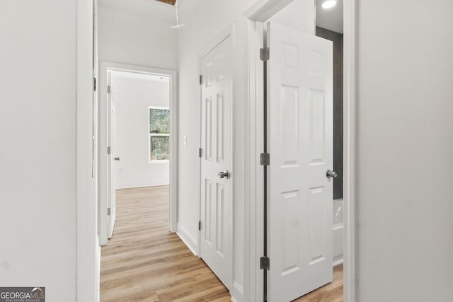 hall featuring light wood-type flooring