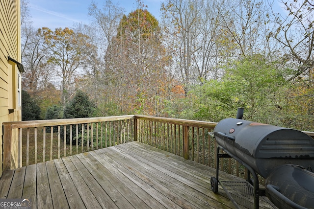 deck featuring grilling area