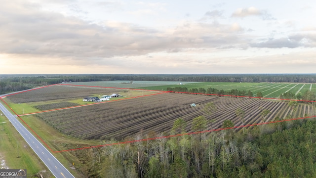 drone / aerial view with a rural view