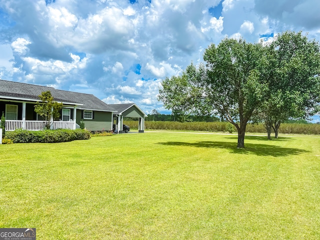 view of yard featuring a porch