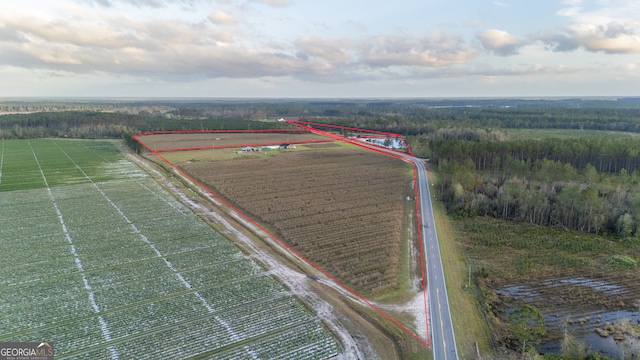 aerial view featuring a rural view