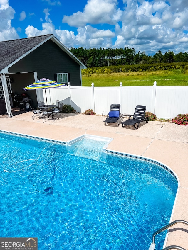 view of pool featuring a patio area