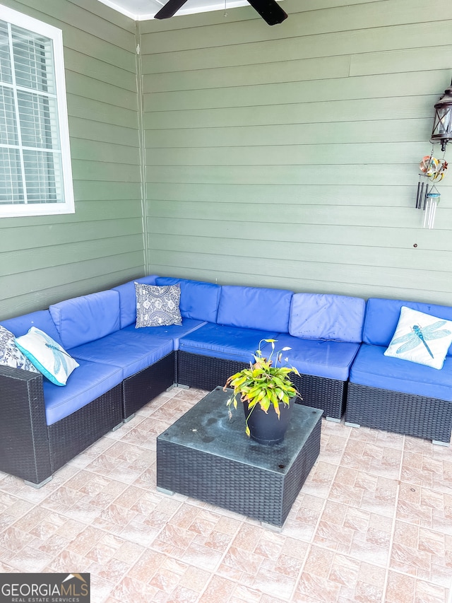 view of patio / terrace with outdoor lounge area and ceiling fan