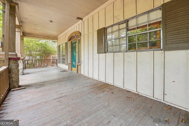 deck with a porch