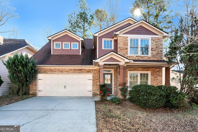 view of front of house with a garage