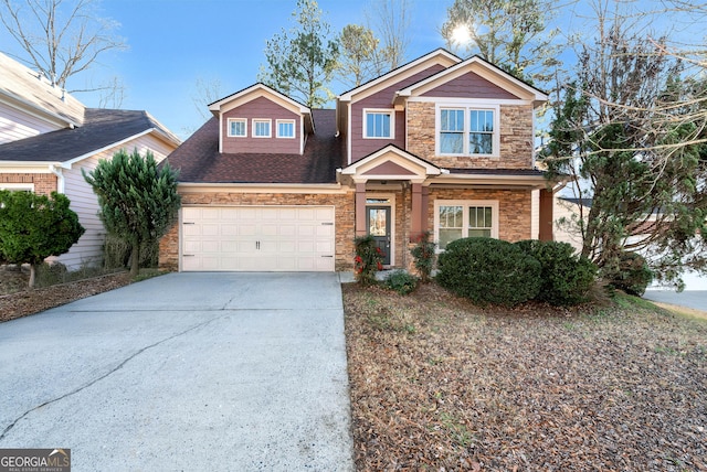 view of front of property featuring a garage