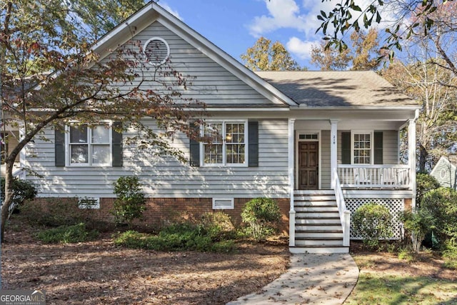 view of front of home with covered porch