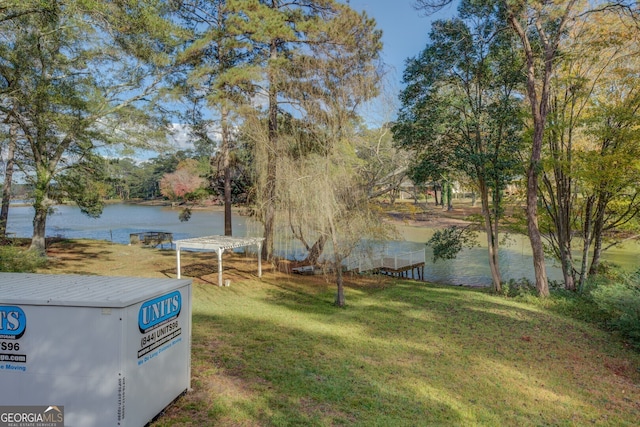 view of yard with a water view