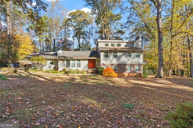 view of split level home