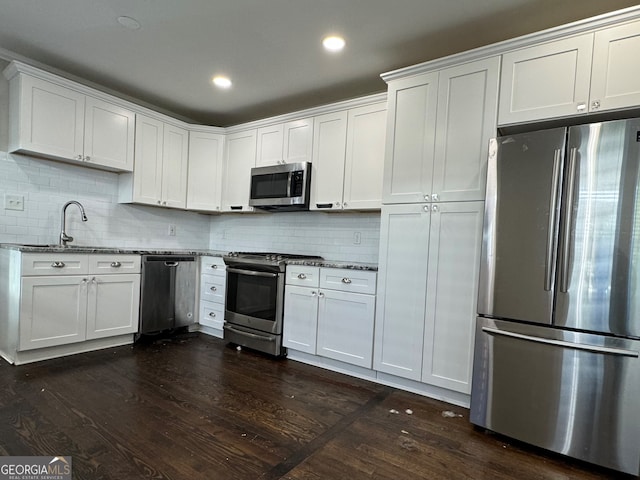 kitchen with white cabinets and stainless steel appliances