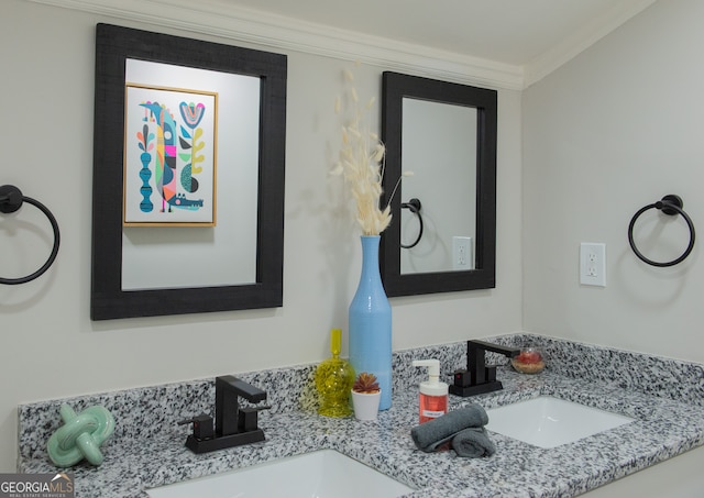 bathroom featuring vanity and ornamental molding