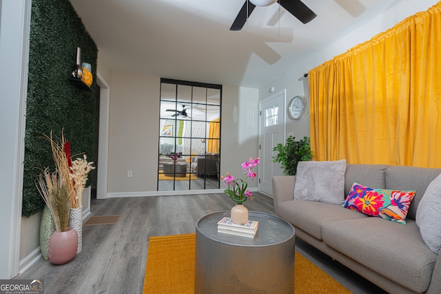 living room with wood-type flooring