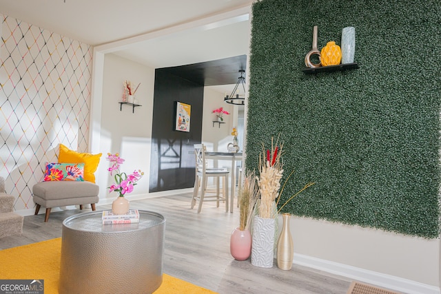 playroom featuring hardwood / wood-style floors