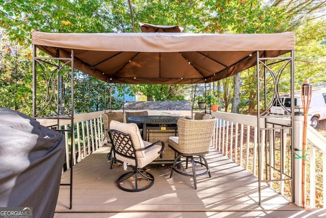 deck featuring grilling area