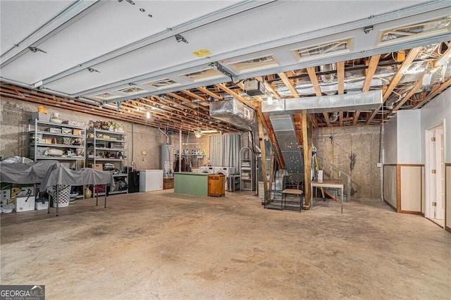 basement with gas water heater