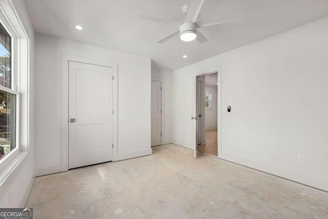 unfurnished bedroom with ceiling fan