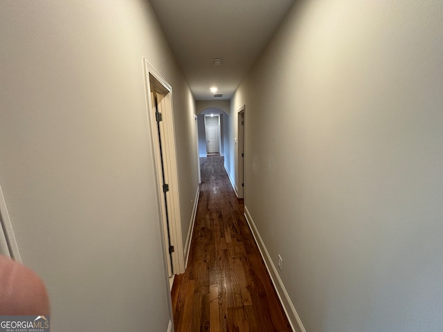 hall featuring dark hardwood / wood-style floors