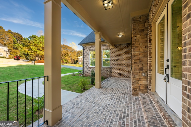 view of patio with a porch