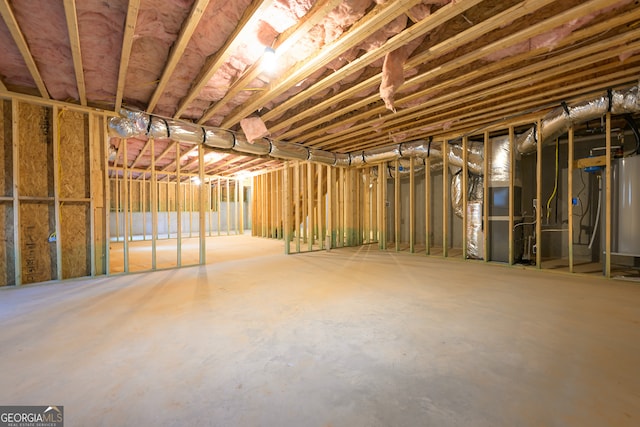 basement featuring water heater