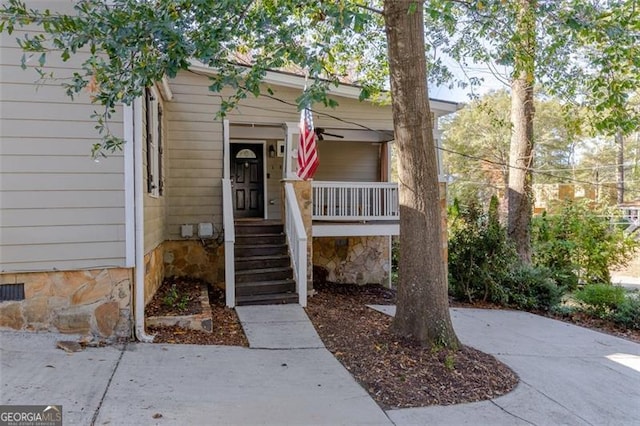 exterior space featuring covered porch