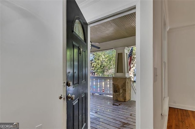 entryway with dark hardwood / wood-style floors