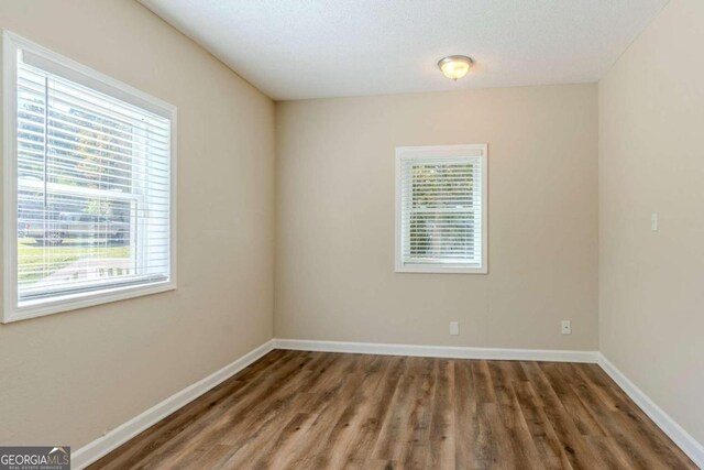 unfurnished room featuring dark wood-type flooring