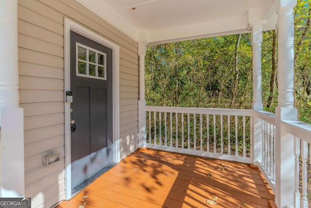 wooden deck with covered porch