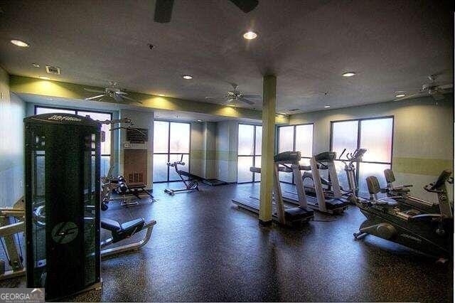 exercise room with plenty of natural light