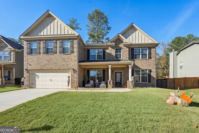 view of front facade with a front lawn and a garage