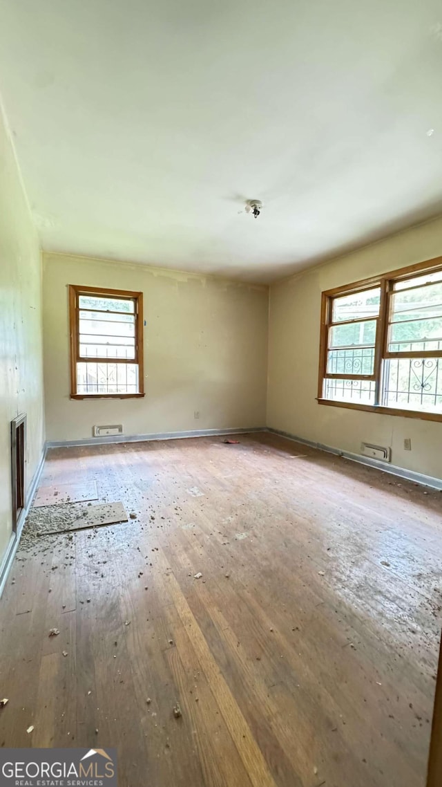 spare room with light hardwood / wood-style flooring and a healthy amount of sunlight