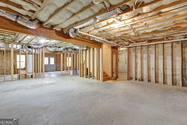 basement featuring water heater