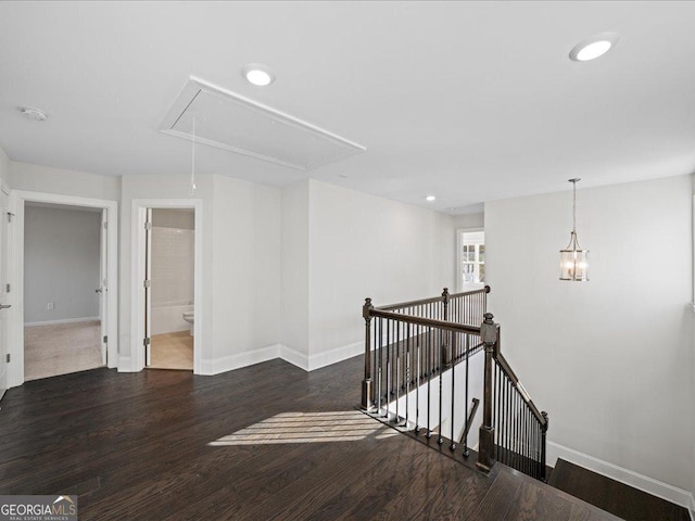 corridor featuring dark hardwood / wood-style flooring