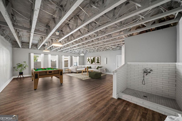 game room featuring hardwood / wood-style floors and billiards