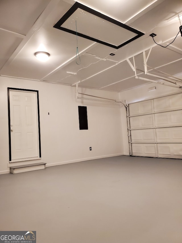 garage with electric panel