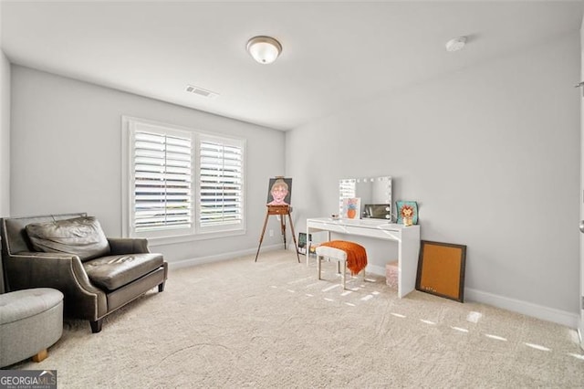 view of carpeted home office